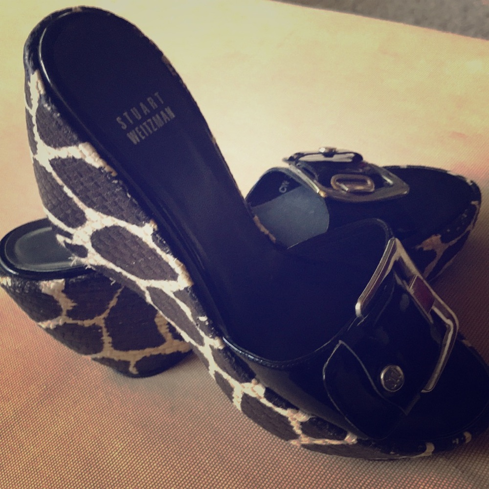 stuart weitzman animal print wedges